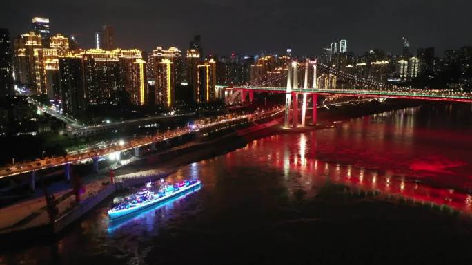 建川166舰航拍  白天 夜景灯光秀