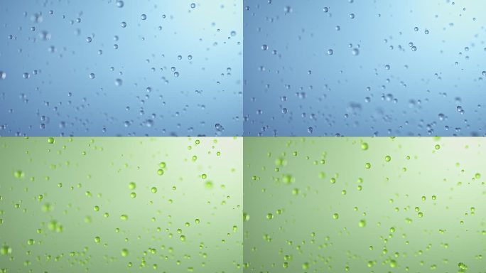 蓝色果绿水分子气泡上升合集 三维动画