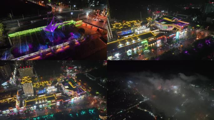 利川城市高空综合夜景4K航拍