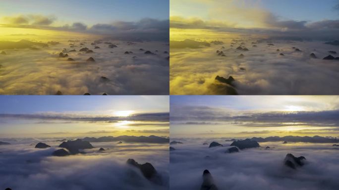 4K延时航拍靖西旧州云层上的风景