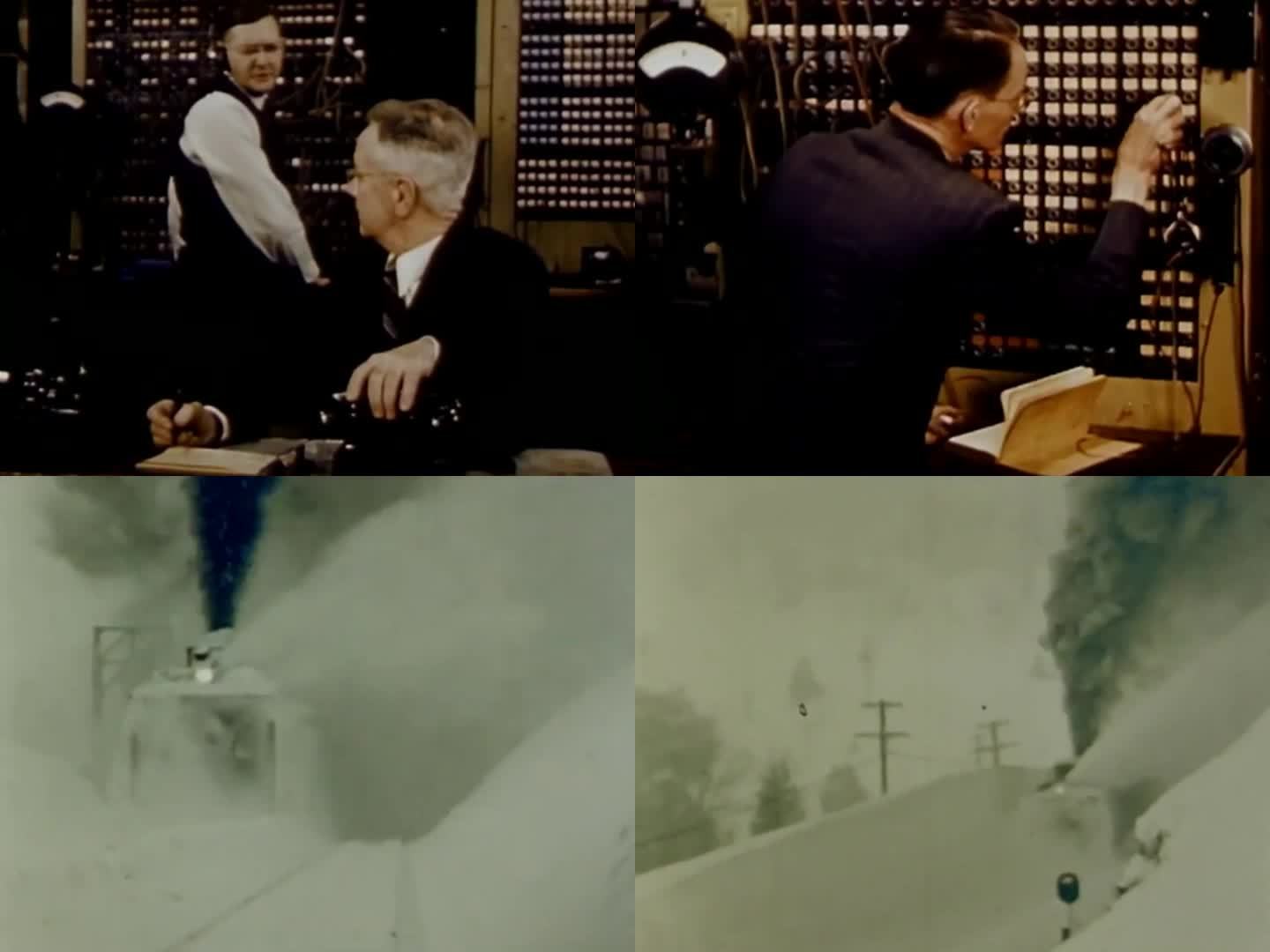 50年代冬季铁路  大雪阻塞铁路 除雪机