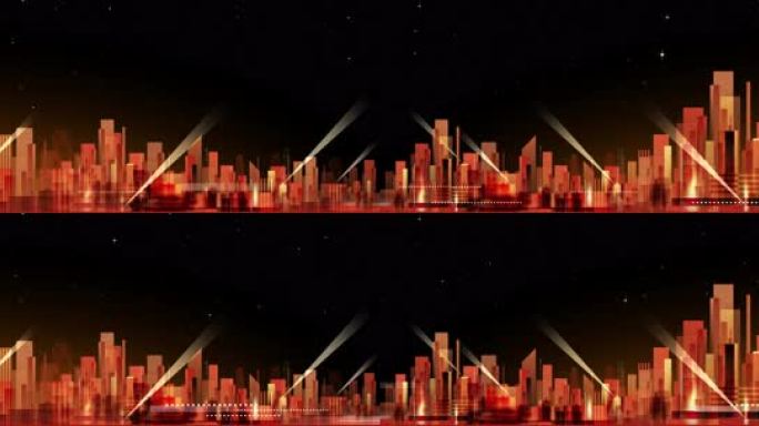 【超宽屏8K】抽象城市几何循环背景 01