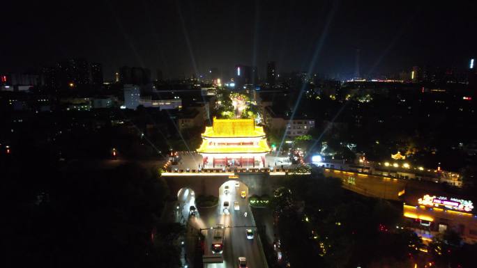 河南开封大梁门夜景航拍