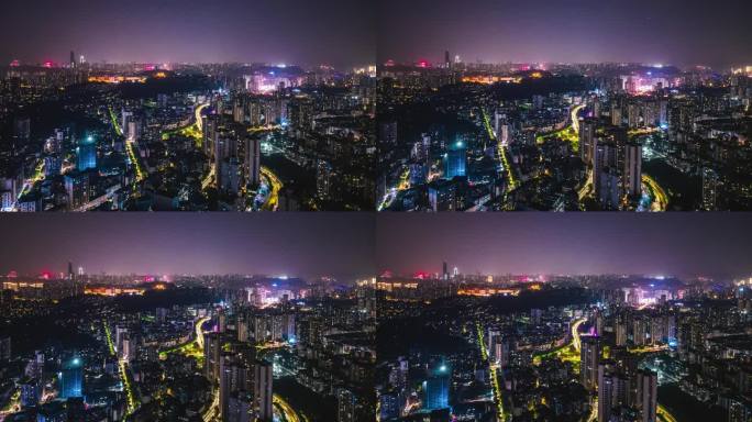 重庆高楼航拍夜景延时-4K