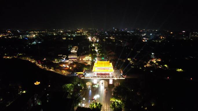 河南开封大梁门夜景航拍