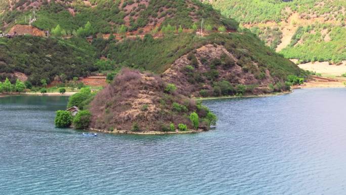 4K-泸沽湖里格半岛，里格半岛环绕航拍
