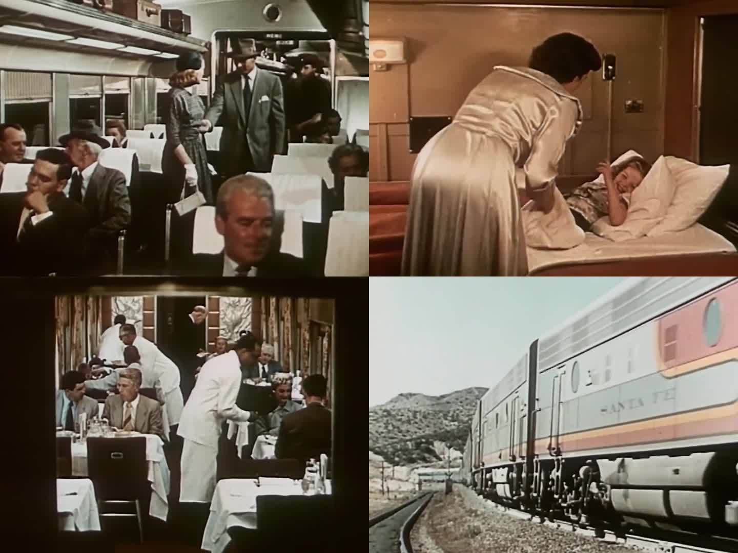 40年代客运列车 客运火车  火车餐车
