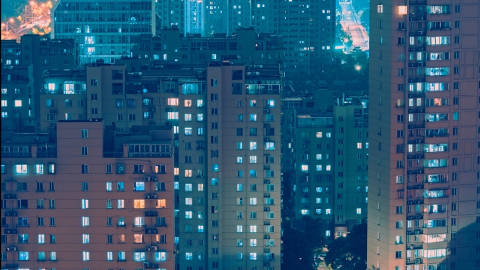 城市夜景延时片段