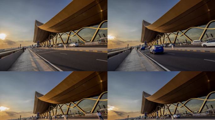 7K昆明长水机场航站楼侧面日落延时摄影