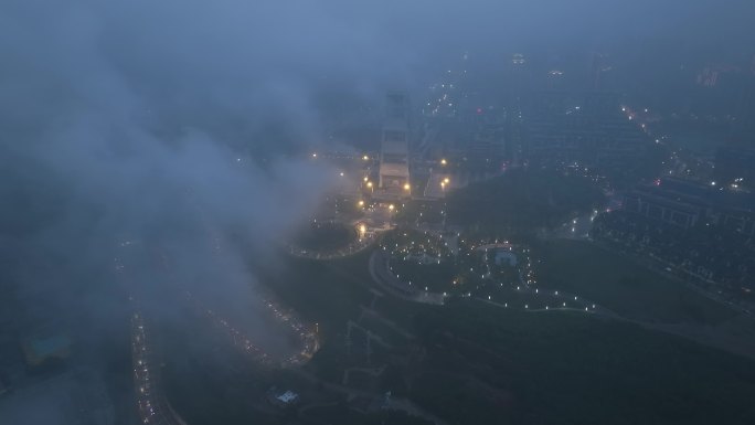 西安揽月阁最美道路穿云航拍地标夜景灯光