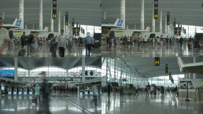 【4K】广州白云机场T2航站楼人流延时