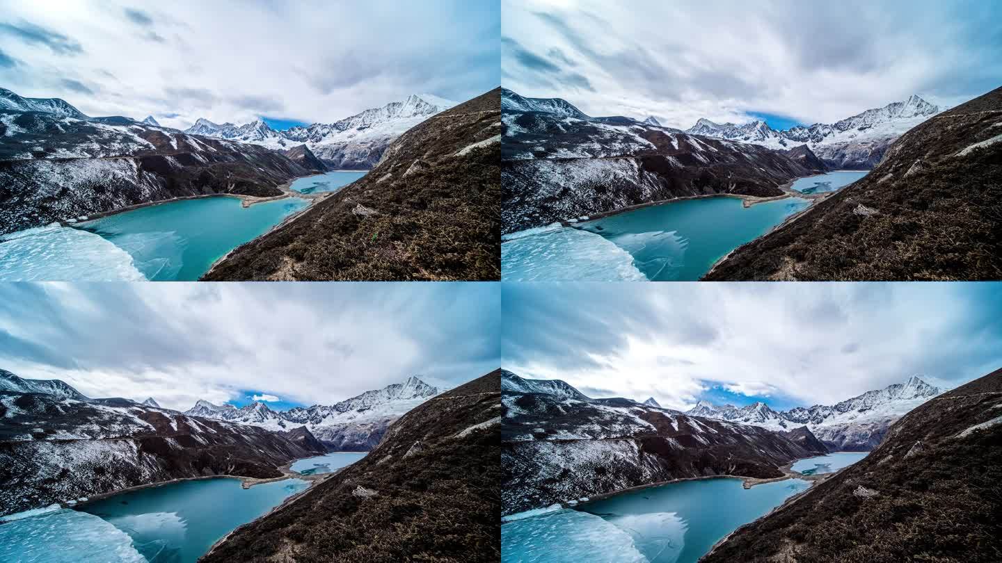 西藏风光库拉岗日雪山延时