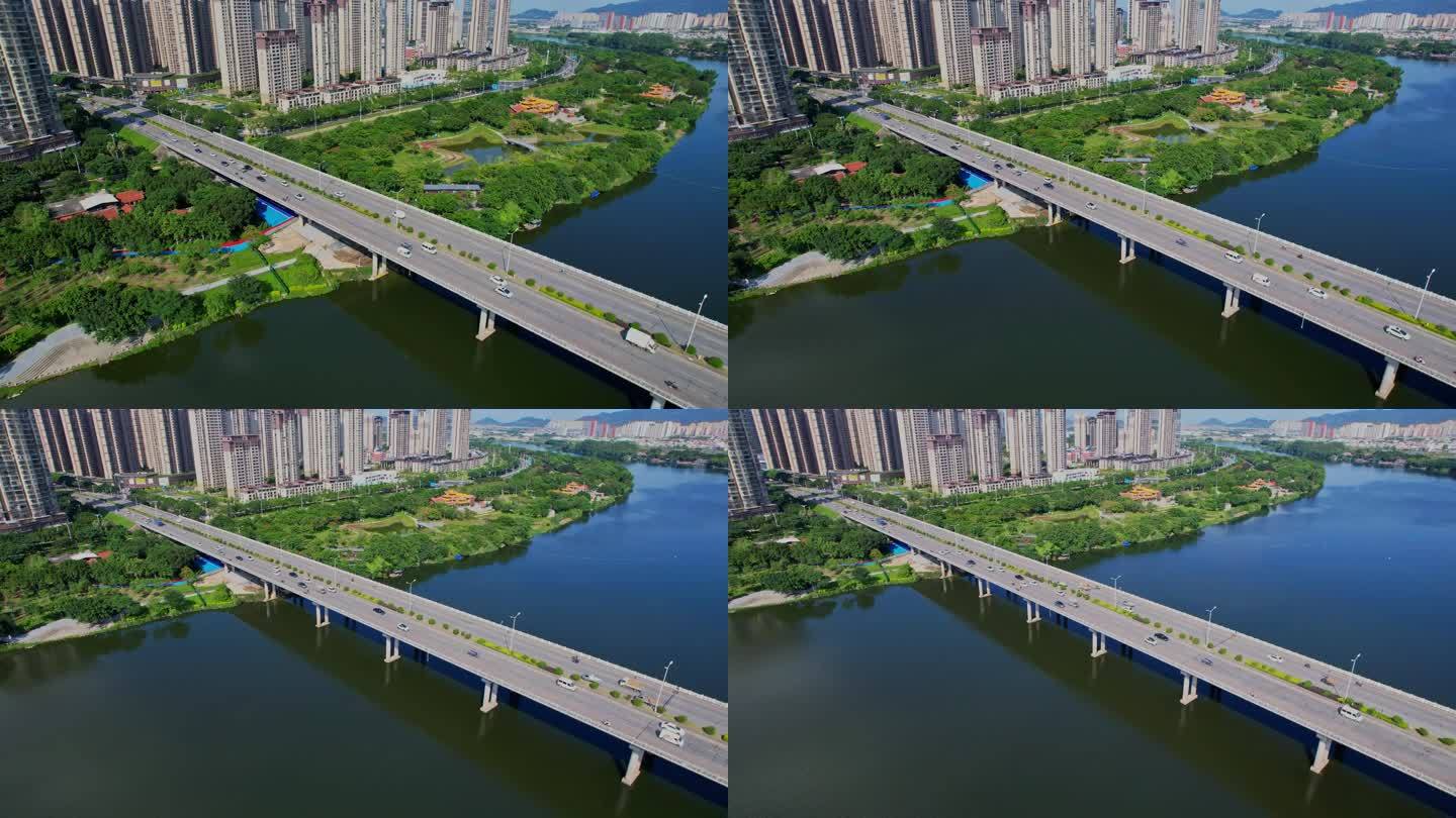 航拍漳州大桥建筑风光