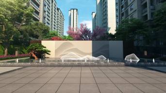 三维动画新中式园林景墙视频素材