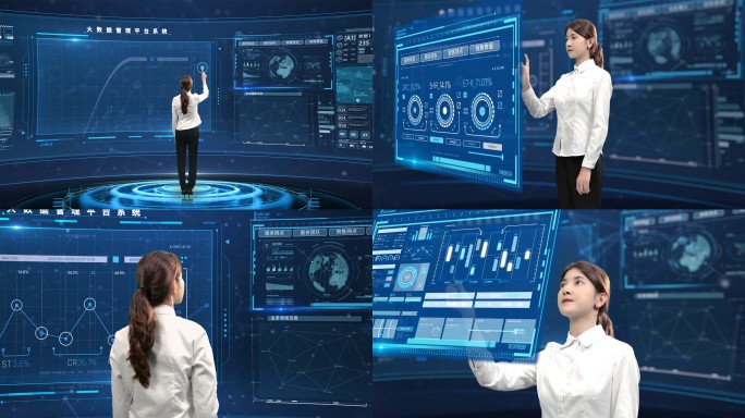 科技数据大屏幕商务数据演示交互AE模板