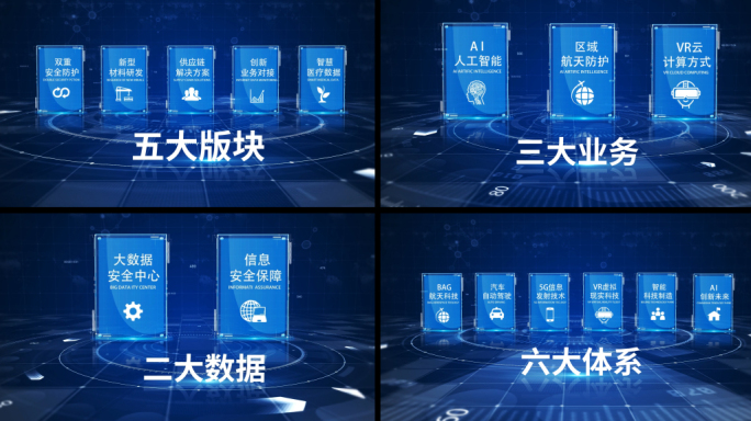 蓝色科技信息字幕文字分类展示AE模板