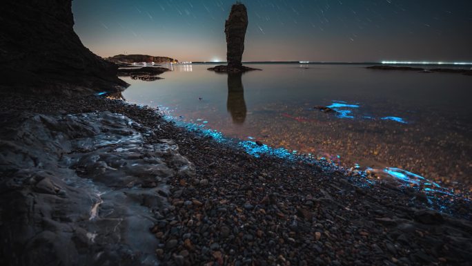 荧光海蓝眼泪星空星轨延时