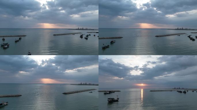 三亚海滩夕阳延时