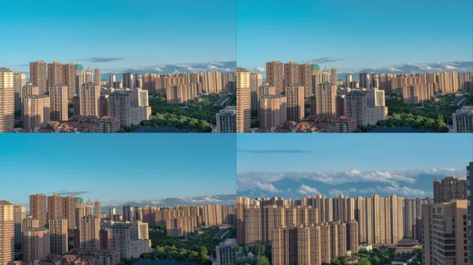 西安曲江雨后山间云海秦岭城市上空