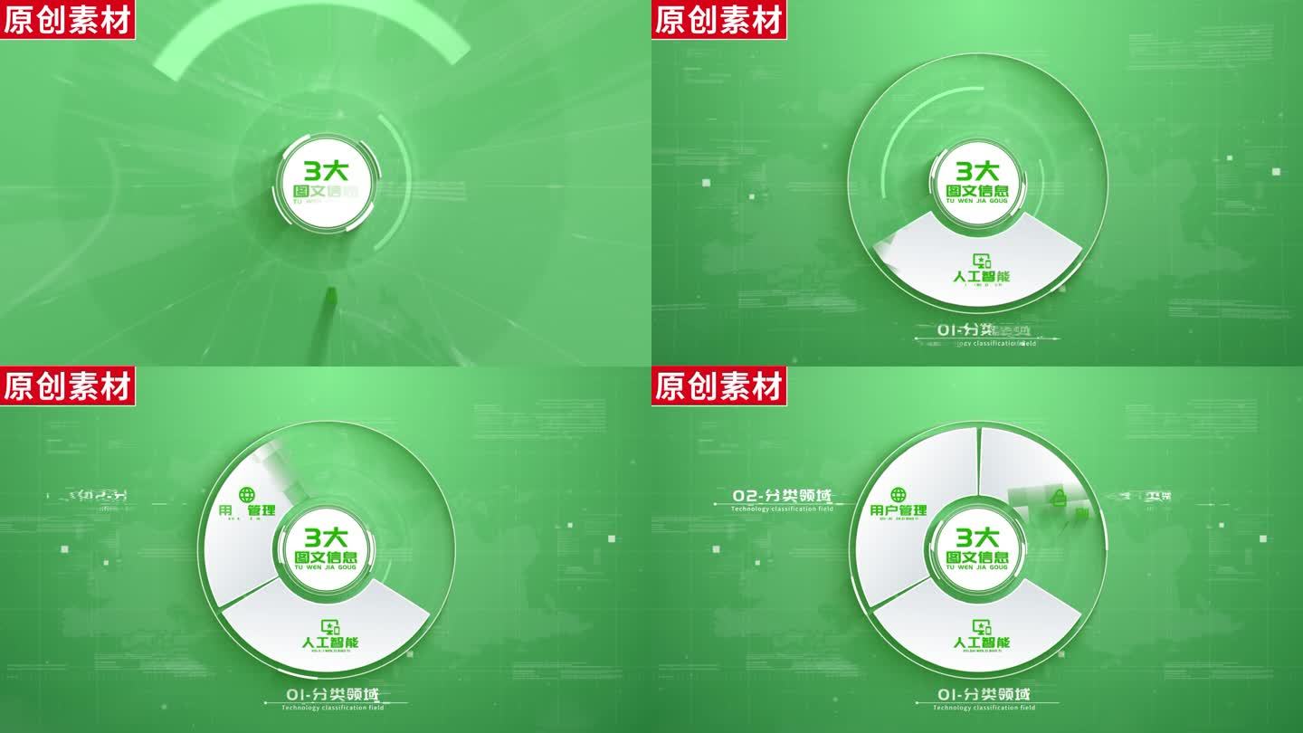 3-绿色干净明亮信息分类ae模板包装三