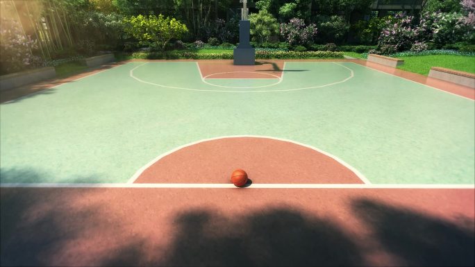 三维动画园林篮球场