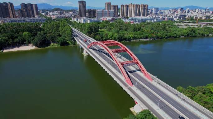 航拍漳州水仙花大桥建筑风光