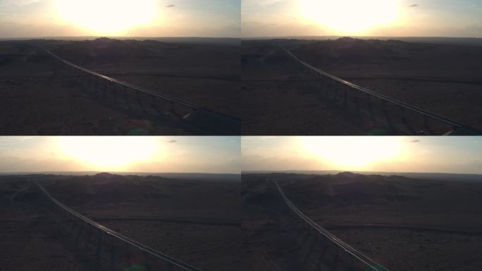 内蒙古高速公路日出日落航拍-1
