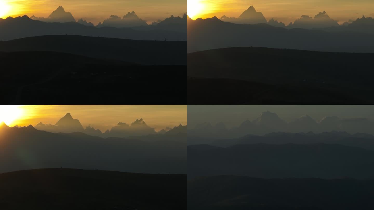 大气群山日出日落夕阳4K航拍