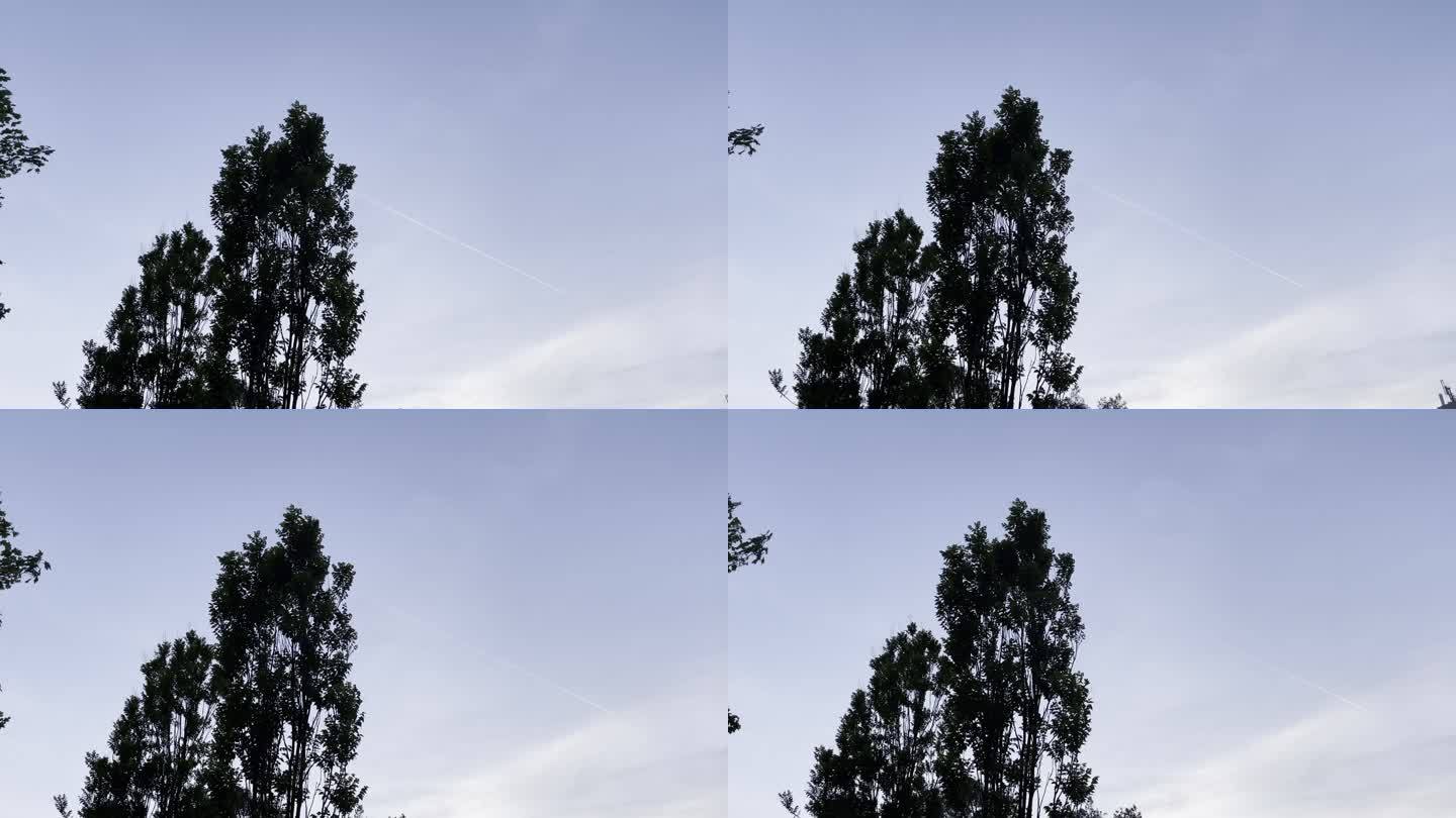 实拍天空喷雾飞机 蓝天白雾 4K 超清