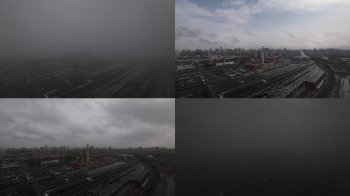 城市多云天气延时摄影