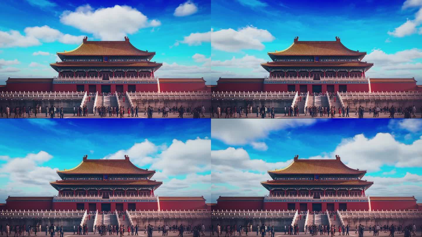 大气皇宫宫殿汉唐内宫议事大厅表演背景