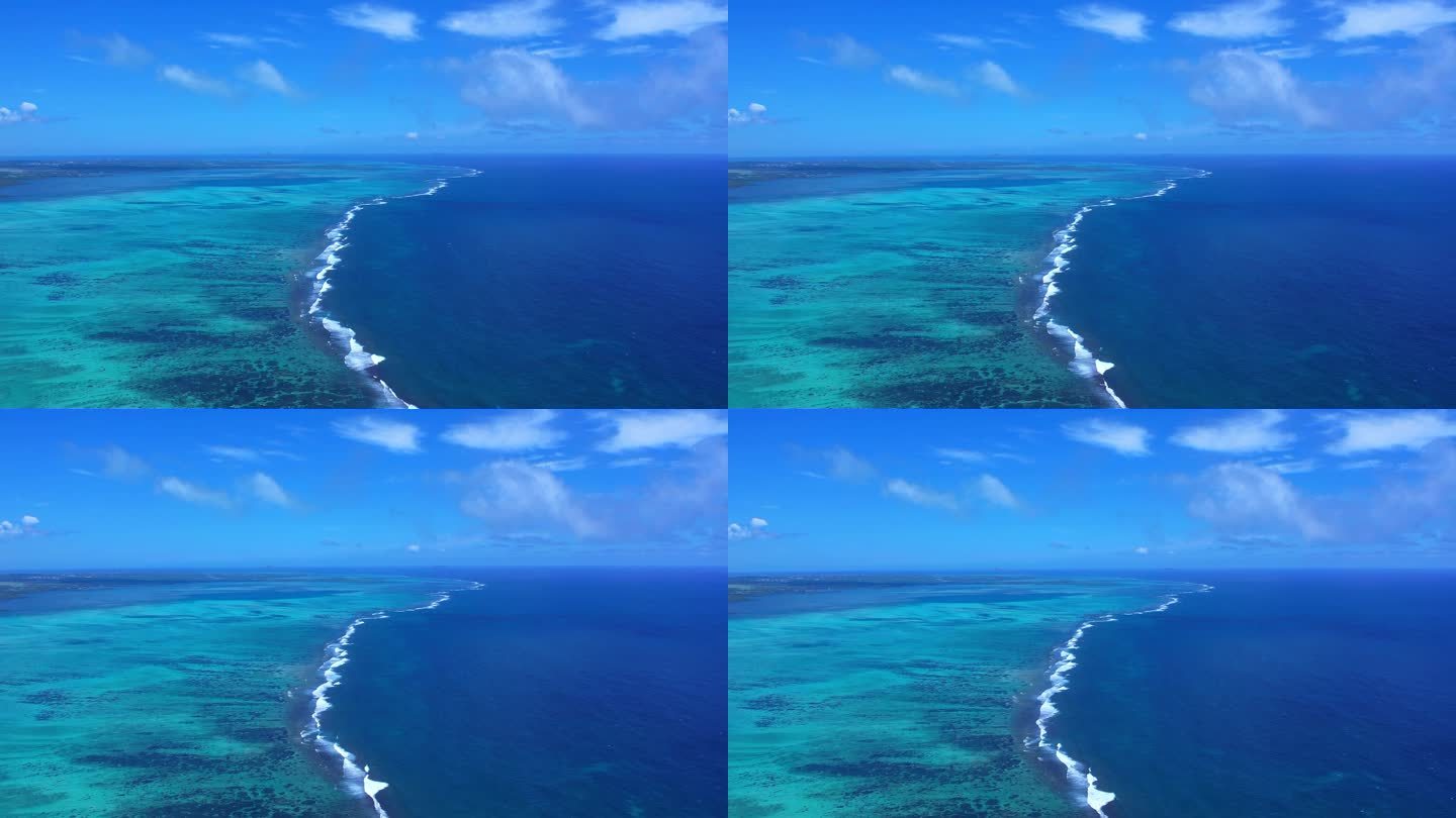 【4K可商用】蔚蓝天空-碧蓝大海海浪卷积