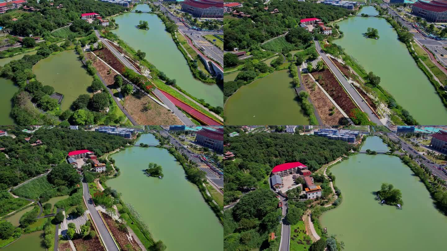 航拍漳州南湖生态公园