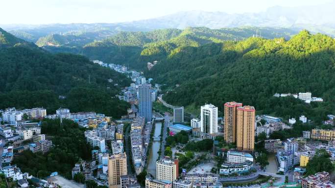 红色城市云南麻栗坡航拍4k