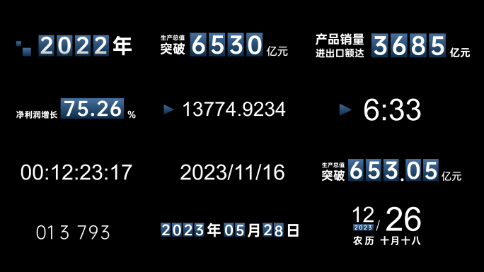 数字变化时间变化数字翻页AE模板