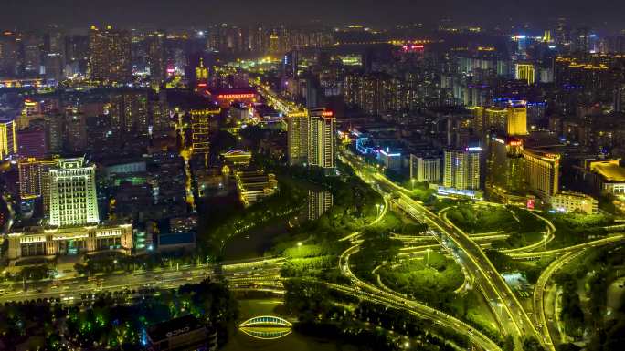 4K延时航拍南宁地王国际夜景