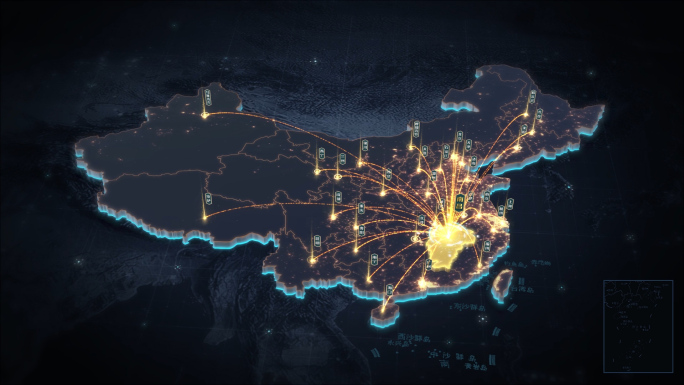 江西辐射全国黑金三维区位地图