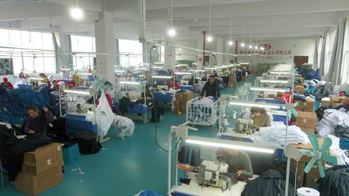 服装加工、制衣厂流水线、缝纫机操作纺织业