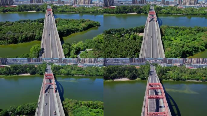 航拍漳州水仙花大桥建筑风光