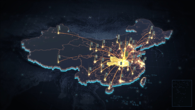 湖北辐射全国黑金三维区位地图