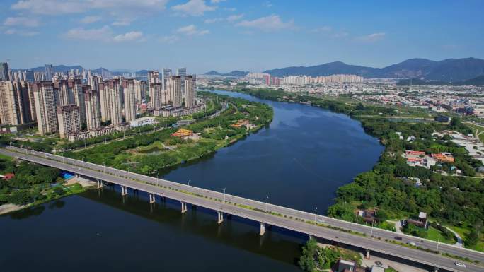 航拍漳州城市建筑风光