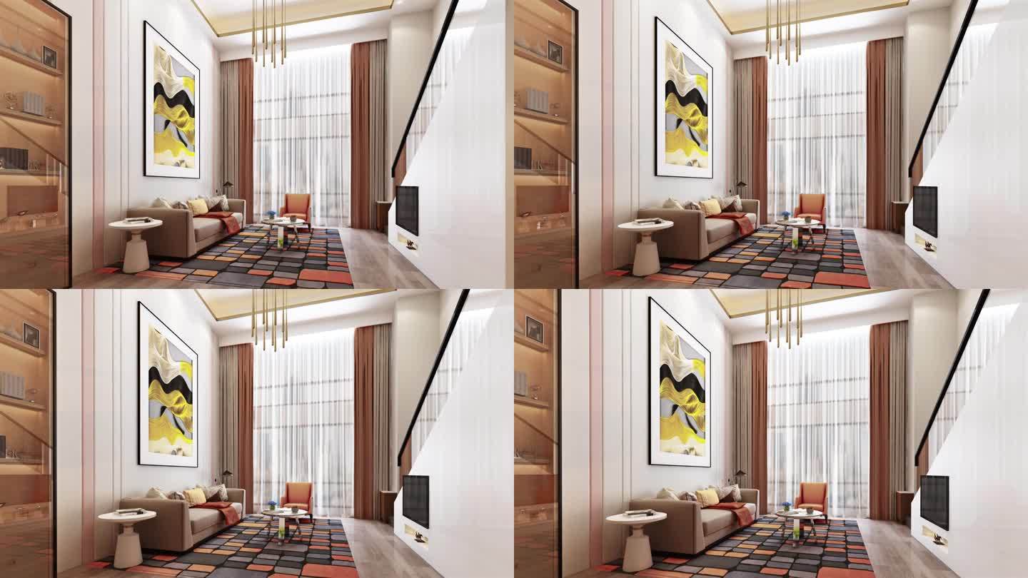高级公寓客厅装修效果动画素材
