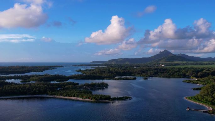 4K可商用毛里求斯大海小岛自然原生态风光