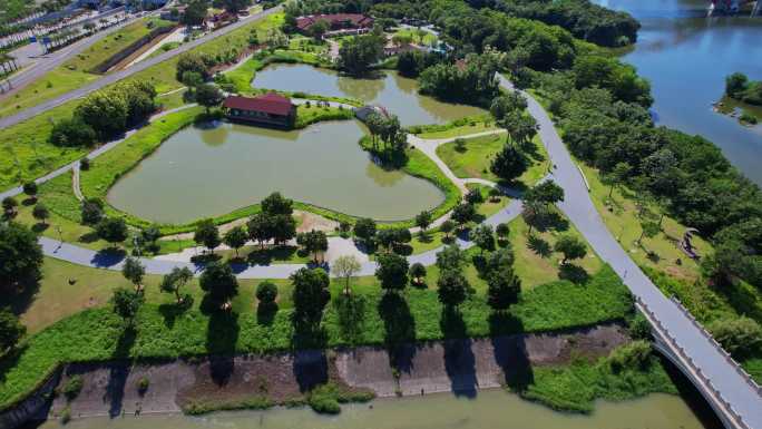 航拍漳州南湖生态公园