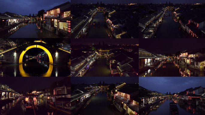 西塘夜景航拍4K
