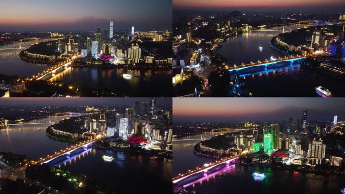 柳州繁华唯美夜景航拍4K