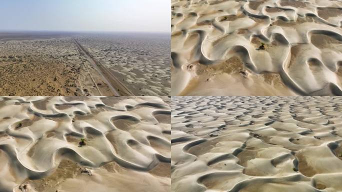 4K航拍新疆地区塔克拉玛干沙漠风景