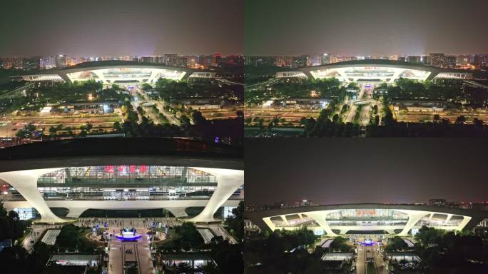 杭州东站夜景航拍