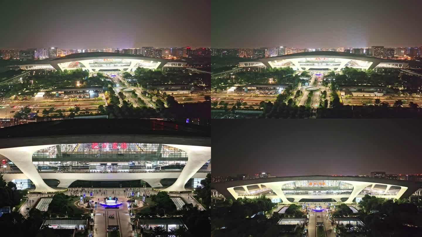 杭州东站夜景航拍