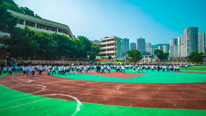 4k学校校园学生操场延时